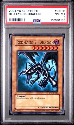 2024 YuGiOh! RP01 Red-Eyes Black Dragon #EN011 PSA 8 NM-MT ULTRA RARE - Image 1