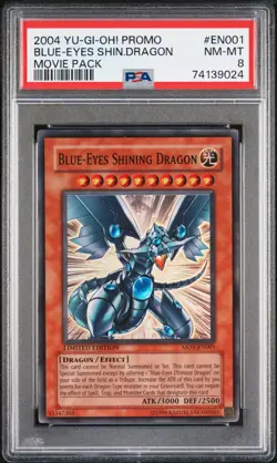 Yu-Gi-Oh! 2004 Movie Pack Promo BLUE-EYES SHINING DRAGON MOV-EN001 PSA 8 - Image 1