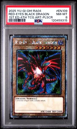 YUGIOH PSA 8 2025 Red-Eyes Black Dragon RA04-EN109 QCR 1st Edition "4th" - Image 1