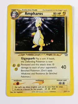Pokemon: Ampharos 1/111 Neo Genesis Rare Card Rare Holo. LP - Image 1