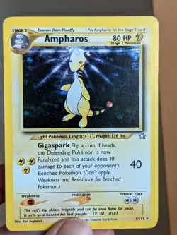 Pokemon: Ampharos 1/111 Neo Genesis Rare Card Rare Holo. LP - Image 4