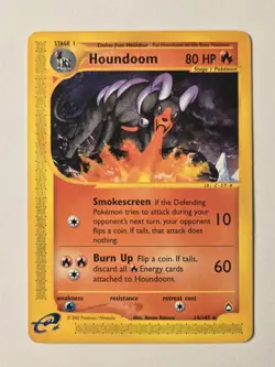 Houndoom 14/147 Non-holo Rare! Aquapolis 2002 Pokemon TCG E-Reader Card - Image 1