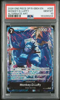 Bandai 2026 One Piece CCG EN OP15-EB04 #092 Monkey D. Luffy Alt Art Foil PSA 10 - Image 1