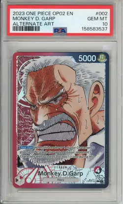 One Piece Graded: Monkey D. Garp OP02-002 Leader Alternate Art PSA 10 - Image 1