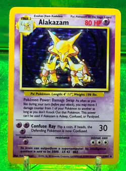 1999 Alakazam 1/102 Base Set Holo Rare Unlimited Pokemon TCG Card LP - Image 1
