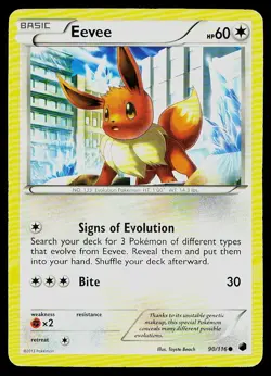 Pokemon Card Plasma Freeze Eevee 90/116 Common - Image 1