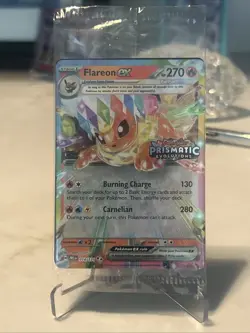 Pokemon TCG Prismatic Evolutions Flareon EX Stamped Promo Card 014/131 SEALED - Image 1
