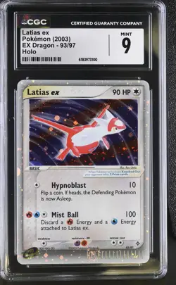 CGC 9 MINT Latias EX 93/97 EX Dragon Holo Pokemon Card - Image 1