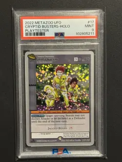 MetaZoo UFO Playtester Cryptid Busters 17/165 Full Holo Card PSA 9 MINT - Image 1