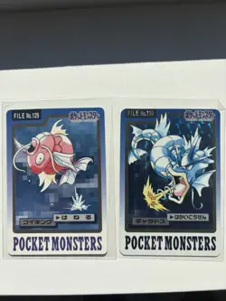 Magikarp Gyarados 129 130 Pokemon Card Carddass Japanese Nintendo BANDAI 1997 - Image 1