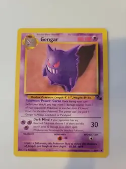 WOTC Pokemon TCG Fossil Gengar Non Holo Rare 20/62 1999 Vintage Card - Image 1