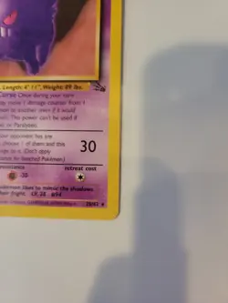 WOTC Pokemon TCG Fossil Gengar Non Holo Rare 20/62 1999 Vintage Card - Image 2
