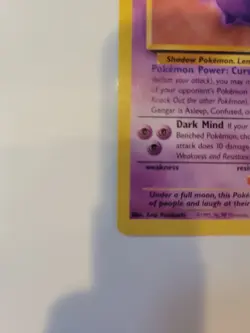 WOTC Pokemon TCG Fossil Gengar Non Holo Rare 20/62 1999 Vintage Card - Image 3