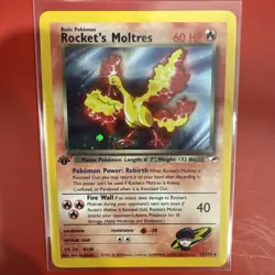 Rocket’s Moltres - 1st Edition Holo - Gym Heroes Vintage Pokemon Card - Image 2