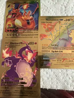 Pokemon 3 V Vmax Gx Gold Foil 🔥Fan Art🔥set NM - Image 1