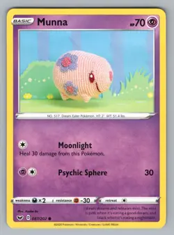 MUNNA 087/202- C SWORD & SHIELD POKEMON NM SSH 2020 2 - Image 1