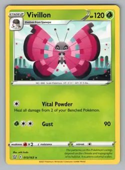 VIVILLON 013/163 R BATTLE STYLES POKEMON NM BST 2021= - Image 1
