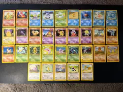 Pokemon Base Set 32 Card Lot MP-HP + Starters Bulbasaur Squirtle Charmander - Image 1