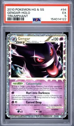 2010 Pokemon Heart Gold & Soul Silver Triumphant #94 Gengar Holo PSA 5 - Image 1