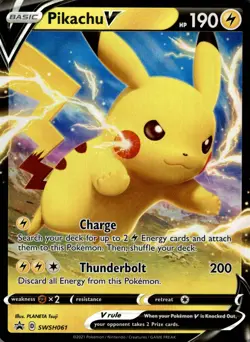 Pikachu V SWSH061 Holo Promo Sword & Shield Promo Pokemon Near Mint - Image 1