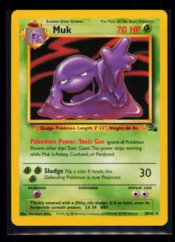 Pokemon Fossil Muk 28/62 Rare Unlimited NM - Image 1