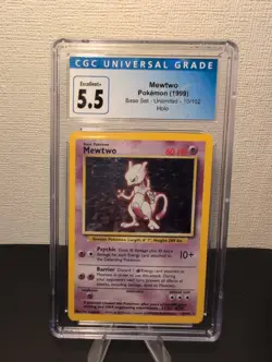 Mewtwo Pokemon 10/102 Base Set Holo Unlimited CGC 5.5 Excellent+ - Image 1