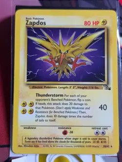 Zapdos 30/62 Rare Fossil Pokemon Unlimited Lightly Played - Image 1