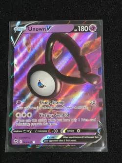 UNOWN V 065/195 Holo V Rare Silver Tempest Pokemon Near Mint - Image 1
