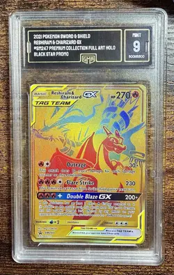 Pokemon 2021 Reshiram & Charizard GX SM247 Full Art Black Star Promo GMA 9 - Image 2