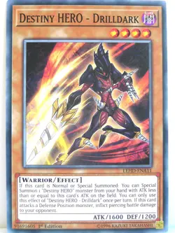 Yugioh - 1x #011 Destiny HERO - Drilldark - LEHD-A - Legendary Hero Decks - Image 1