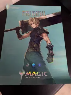 Magic The Gathering Final Fantasy Holo Foil Promotional Poster Cloud VG - Image 1