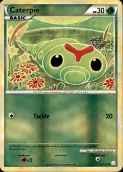 Caterpie 57/123 Common HeartGold & SoulSilver Pokemon Reverse Holo Near Mint - Image 1