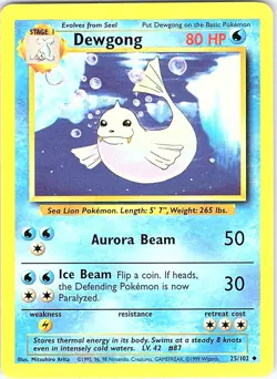 Pokemon Base Set Unlimited Dewgong 25/102 Lightly Played - Image 1