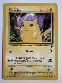 Pikachu 087/130 Base Set 2 Regular Pokemon Vintage MP - Image 1