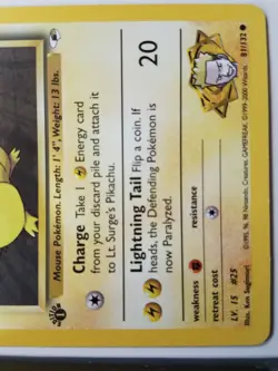 1ST EDITION Lt. Surge's Pikachu 81/132 NM / M - Gym Heroes Pokemon Card - Image 4