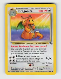 ITALIAN Dragonite 19/62 Unlimited Rare Fossil Pokemon 1999 Lightly Played - Image 1