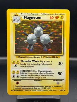 Wizards Pokemon TCG Base Set Magneton 9/102 Holo Rare Unlimited 1999 ENG LP - Image 1