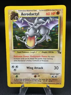 Pokemon TCG Aerodactyl 1/62 Fossil Holo Unlimited Rare Vintage - HP/Damaged - Image 1