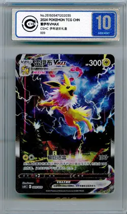 CCIC 10 Gem Mint Pokemon Jolteon Vmax HR 2024 009/009 CSHC S.Chinese - Image 1