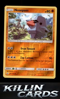 Reverse Holofoil Nosepass 106/236 Pokemon Common SM - Cosmic Eclipse Card NM - Image 1