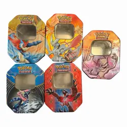 Lot Of 5 Empty Pokemon Tins 2012-2014 Mewtwo Reshiram Greninja Cards Storage - Image 1