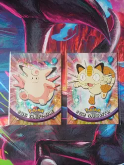 Clefable #36 & Meowth #52 Topps Trading Cards Series 1 Non Holo Pokemon NM - Image 1