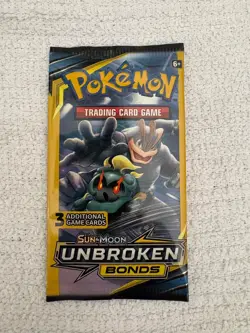 Pokemon TCG Sun & Moon Unbroken Bonds Booster Pack 3 Cards Machamp Marshadow - Image 1