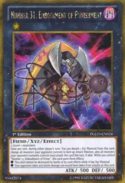 GOLD SECRET RARE Number 31: Embodiment of Punishment PGLD-EN024 Yugioh 1st Ed NM - Image 1