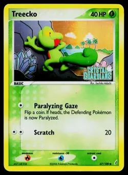 Treecko 67/100 Common Crystal Guardians Pokemon Reverse Holo Moderately Played - Image 1