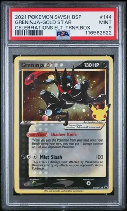 2021 Pokemon Greninja Gold Star Celebrations ETB Promo SWSH144 Mint PSA 9 - Image 1