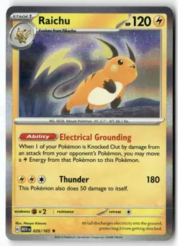 Raichu 026/165 Rare 151 Pokemon Holo Near Mint - Image 1