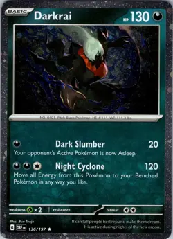 Darkrai (Cosmos Holo) 136/197 Rare Miscellaneous Cards & Products Pokemon NM - Image 1