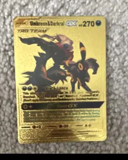 Pokemon Umbreon Darkrai GX TAG TEAM Gold Metal Foil Card 270HP 270 - Image 1