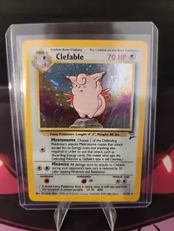 Clefable 005/130 Pokemon TCG Base Set 2 Unlimited Holo Rare LP - Image 3